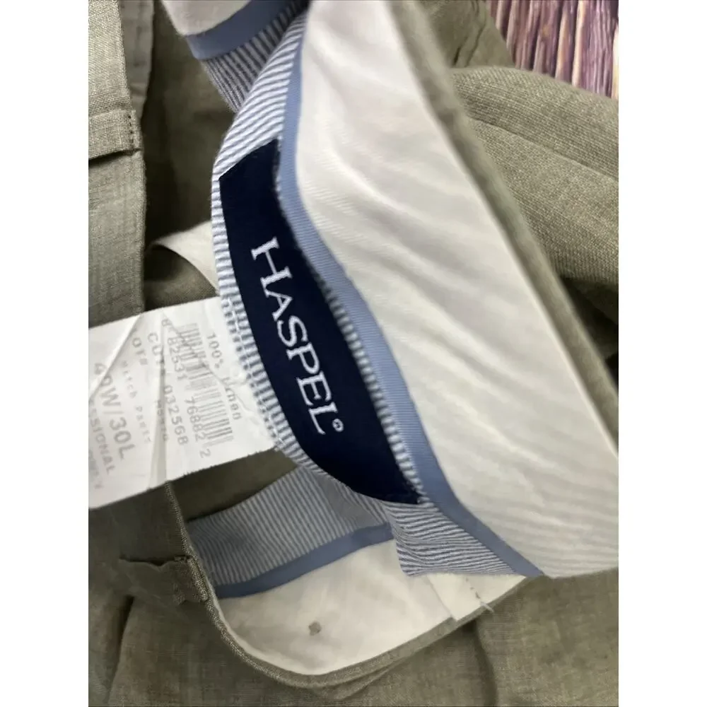 Haspel 100% Linen Chino Pants Mens Size 40x30 (Actual 39x29)